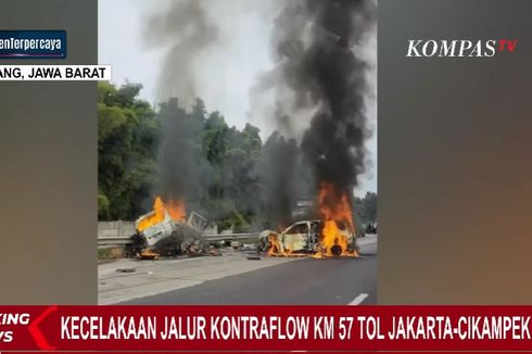 Kecelakaan Beruntun di Tol Jakarta-Cikampek, 2 Mobil Terbakar