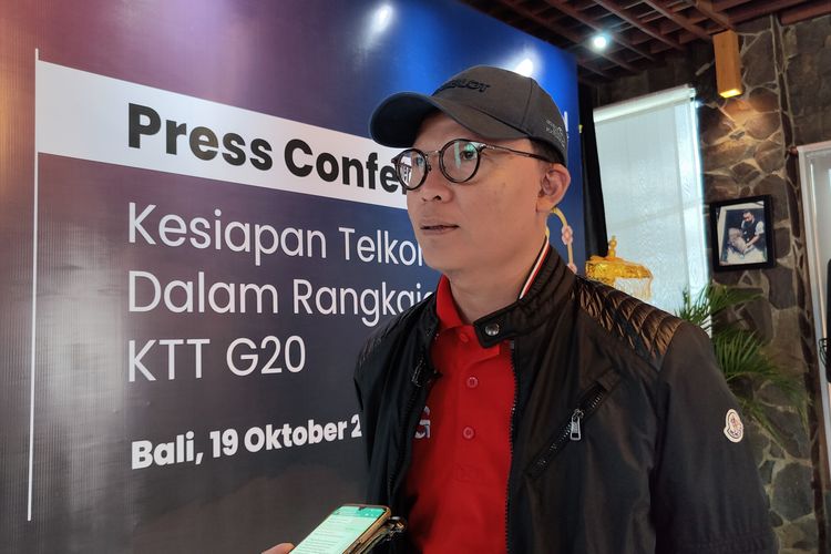 Direktur Network Telkomsel, Nugroho di acara press conference kesiapan Telkomsel dalam rangkaian KTT G20 di Bali, Rabu (19/10/2022)