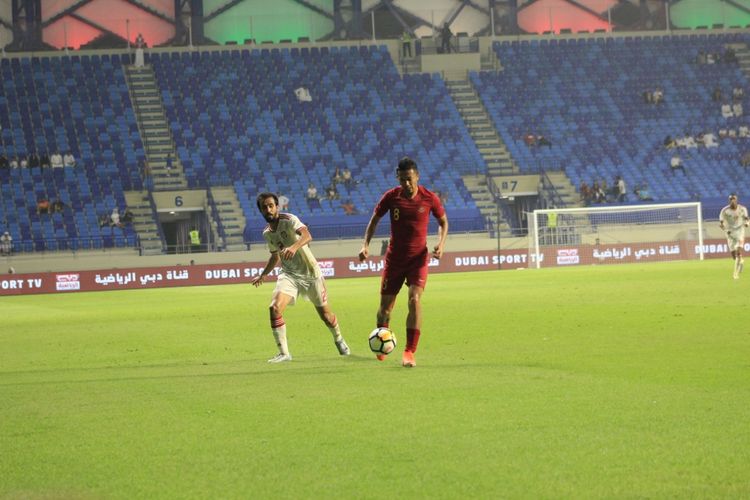 Pertandingan antara Uni Emirat Arab vs Indonesia yang berlangsung di Stadion Al Maktoum, Dubai, Kamis (10/10/2019) malam.