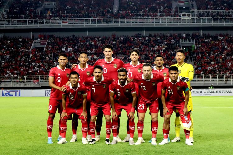 Starting eleven Indonesia melawan Palestina saat pertandingan FIFA Matchday yang berakhir dengan skor 0-0 di Stadion Gelora Bung Tomo Surabaya, Rabu (14/6/2023) malam.