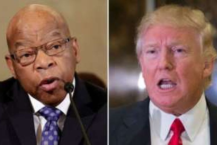 Anggota Kongres AS John Lewis (kiri) menjadi salah satu politisi papan atas yang tak akan menghadiri pelantikan Donald Trump sebagai presiden AS.