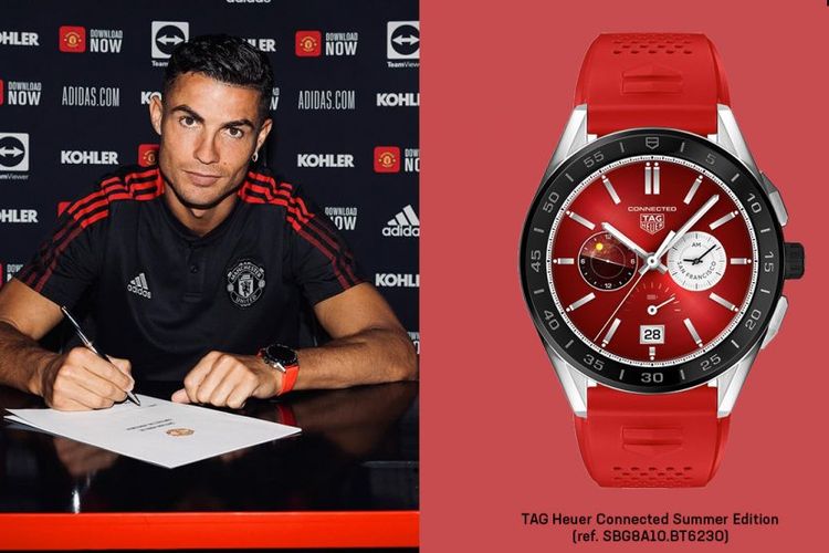Cristiano Ronaldo mengenakan smartwatch TAG Heuer Connected