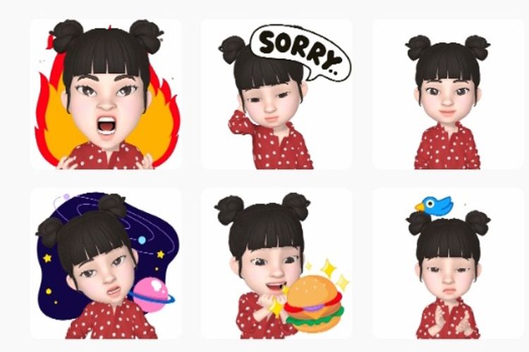 Ilustrasi emoji karakter yang dibuat di HP Android