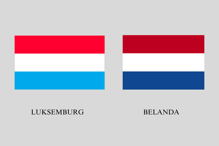 Ilustrasi negara dengan bendera yang terlihat sama.