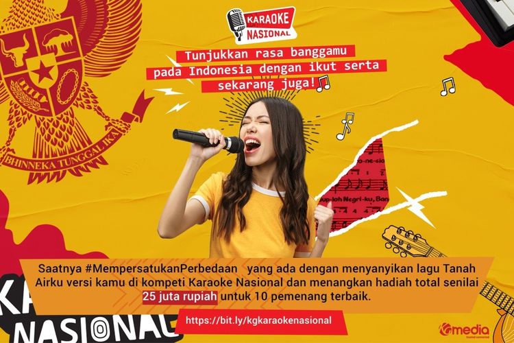 Lomba Karaoke Nasional yang digelar KG Media dengan membawakan lagu Tanah Airku ciptaan Ibu Sud.