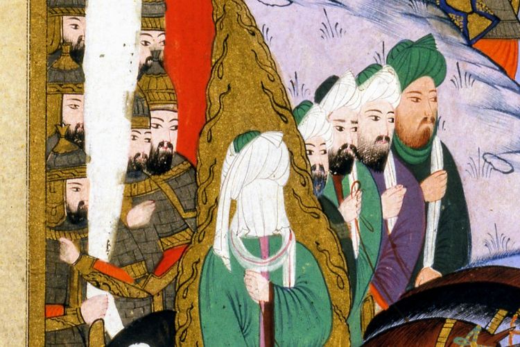 Ilustrasi Nabi Muhammad dalam Perang Uhud.