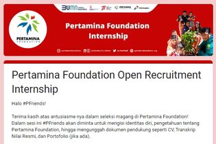 Pertamina Foundation Buka Lowongan Magang 2022-2023, Segera Daftar