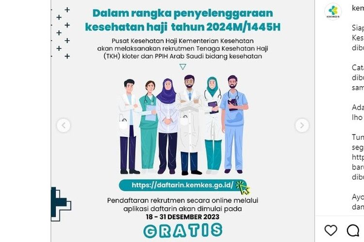 Rekrutmen Tenaga Kesehatan Haji 2024 resmi dibuka