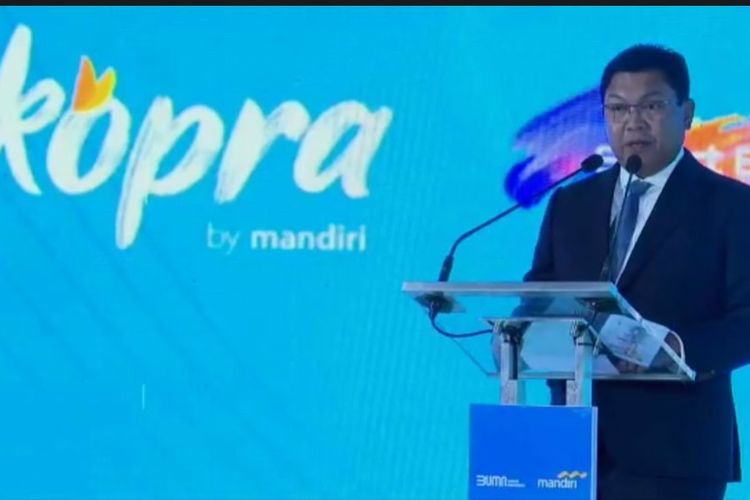 Direktur Utama Bank Mandiri Darmawan Junaidi saat membuka acara Mandiri Sustainability Forum 2022, Rabu (2/11/2022).