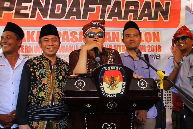 Mataram,Kompas.com Bakal calon gubernur dan wakil gubernur  NTB, Ali Bin Dachlan dan Gede Sakti mendaftar ke KPU NTB melalui jalur independen