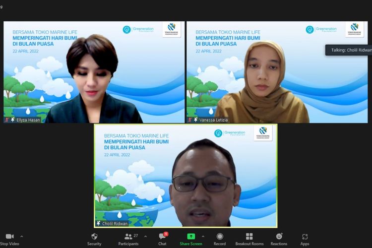 Memperingati Hari Bumi, PT Tokio Marine Life Insurance Indonesia menggelar webinar membahas berabagi isu terkait persoalan ekonomi hijau. 