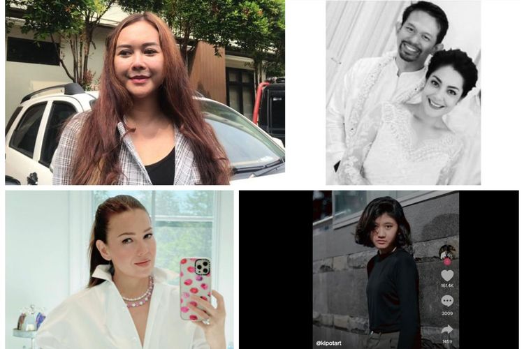 Kolase foto Aura Kasih, pasangan Lulu Tobing dan Bani Maulana, Thalia, serta Amel yang disebut mirip Nike Ardilla