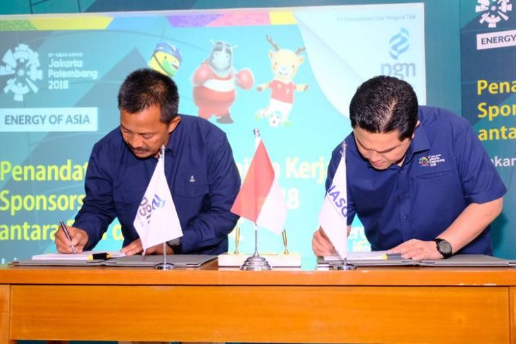 Direktur Utama PT PGN Tbk Jobi Triananda Hasjim dan Presiden INASGOC Erick Thohir menandatangani Perjanjian Kerjasama Sponsorship Asian Games 2018. PGN menyatakan kesiapan untuk mendukung pelaksanaan Asian Games 2018 mulai dari kegiatan promosi hingga acara pembukaan ajang olahraga terbesar di Asia tersebut.

