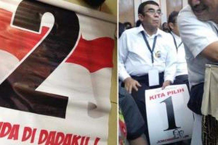 Logo nomor urut telah dipersiapkan oleh tim calon presiden dan wakil presiden Prabowo Subianto-Hatta Rajasa dan Joko Widodo-Jusuf Kalla. Prabowo-Hatta akhirnya mendapat nomor urut 1, sementara Jokowi-JK memperoleh nomor urut 2.