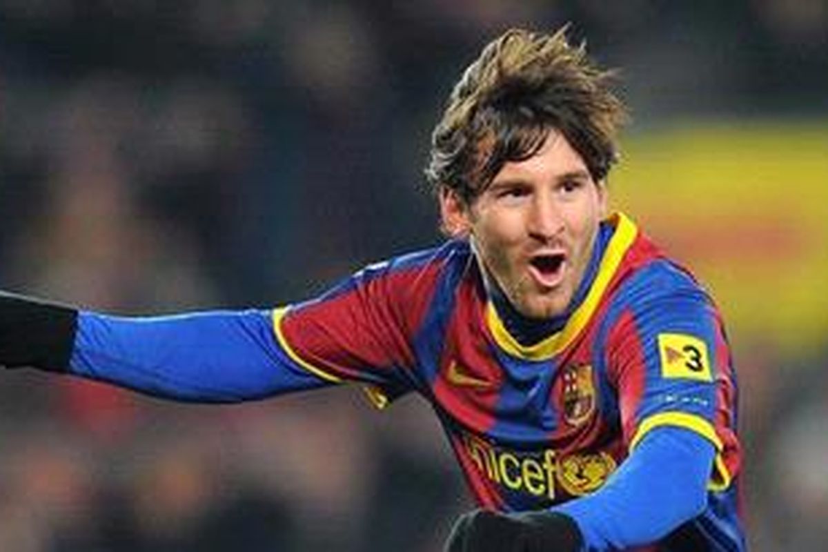 Penyerang Barcelona, Lionel Messi.