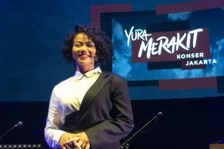Yura Yunita saat ditemui sebelum konser Merakit Konser Jakarta, di Balai Sarbini, Jakarta Selatan, Kamis (25/4/2019).