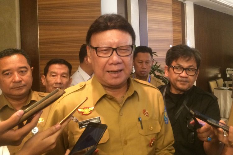 Menteri Dalam Negeri Tjahjo Kumolo saat ditemui di Hotel Grand Hyatt, Jakarta Pusat, Selasa (24/7/2018).