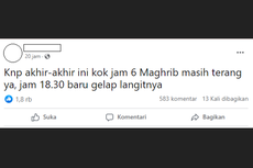 Ramai soal Pukul 18.00 Maghrib Langit Masih Terang, Ini Penjelasan BMKG