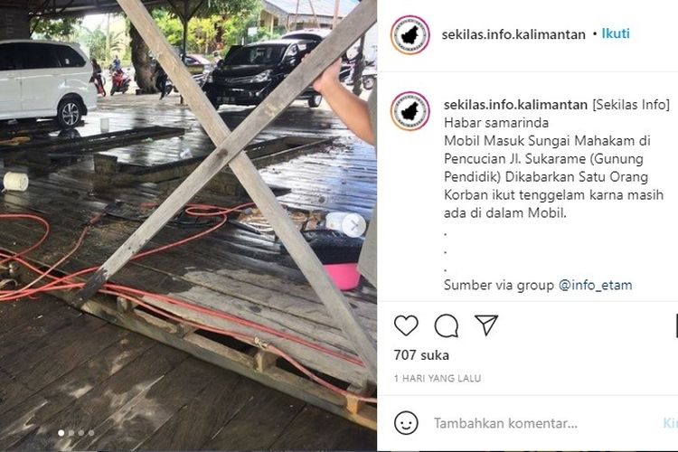 Mobil terjun usai dicuci di Tenggarong, Kutai Kartanegara, Kalimantan Timur.