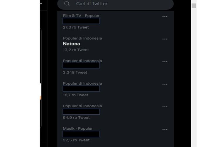 Natuna menjadi salah satu kata terpopuler di media sosial Twitter, 18 September 2021