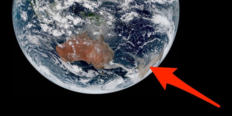 Citra satelit (2/1/2020) yang menunjukkan kondisi kebakaran Australia.