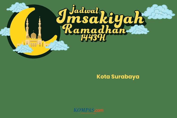 Jadwal imsak dan buka puasa di Surabaya, Senin (4/4/2022).