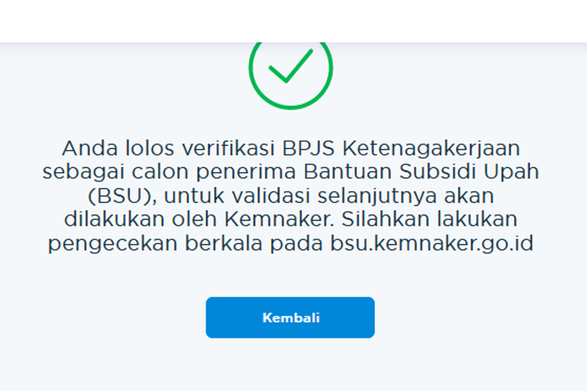 Status penerima BSU 2022 di bsu.bpjsketenagakerjaan dan kemnaker.go.id berbeda