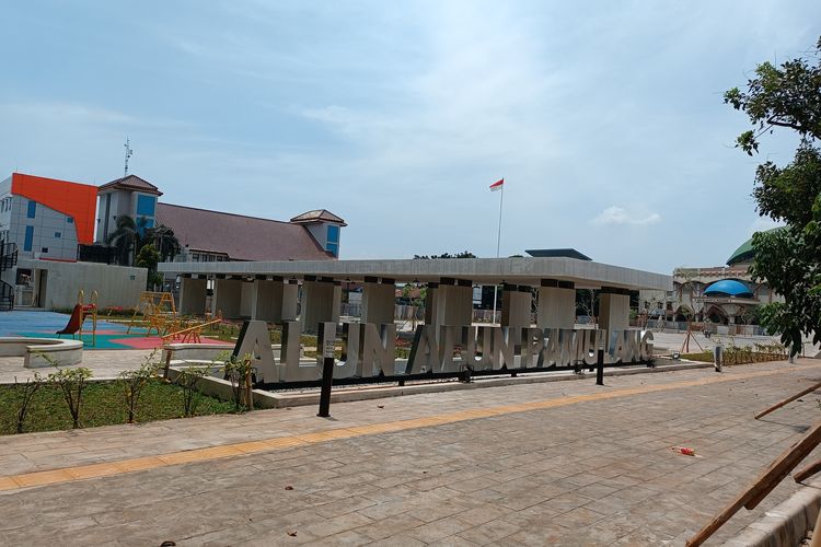 Penampakan Alun-Alun Pamulang pada Kamis (12/1/2023). Proses pembangunannya sudah rampung akhir Desember 2022 lalu