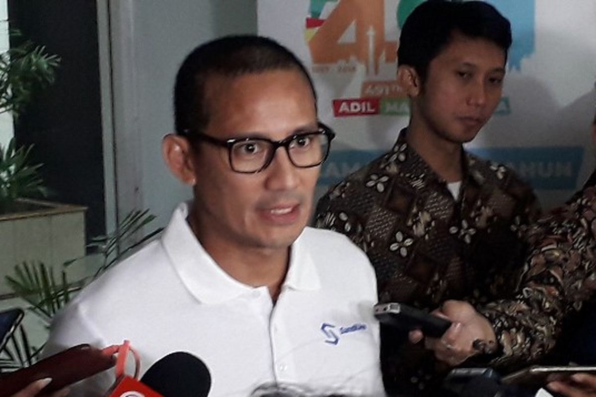 Wakil Gubernur DKI Jakarta Sandiaga Uno di Balai Kota, Jakarta Pusat pada Selasa (19/6/2018). 