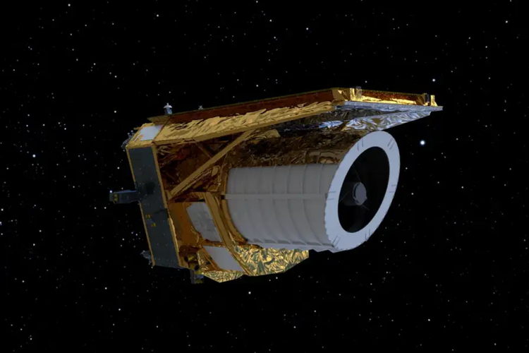 Ilustrasi Teleskop Luar Angkasa Euclid. Teleskop ini akan digunakan dalam misi pembuatan peta alam semesta dan pengamatan terhadap materi gelap.