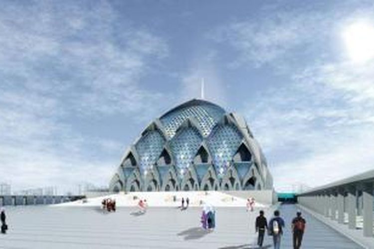 Desain masjid terapung yang akan dibangun di Gedebage, Bandung.