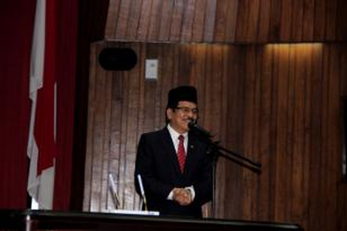 Menteri Perencanaan Pembangunan Nasional atau Kepala Bappenas, Sofyan Djalil memberikan sambutan dalam serah terima jabatan, Jakarta, Rabu (12/8/2015). Sebelumnya Sofyan menjabat sebagai Menteri Koordinator Bidang Perekonomian di Kabinet Kerja.