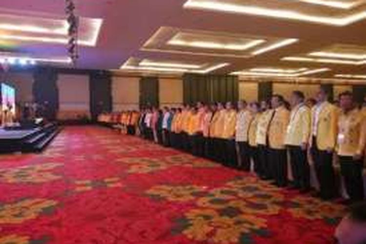 Suasana pembukaan Munaslub Partai Golkar di Bali Nusa Dua Conventions Center, Sabtu (14/5/2016). Presiden Joko Widodo dan Wakil Presiden Jusuf Kalla hadir dalam pembukaan tersebut.