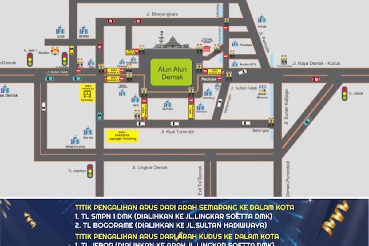 Rute Pengalihan Arus Lalu Lintas di Demak untuk Car Free Night 2025