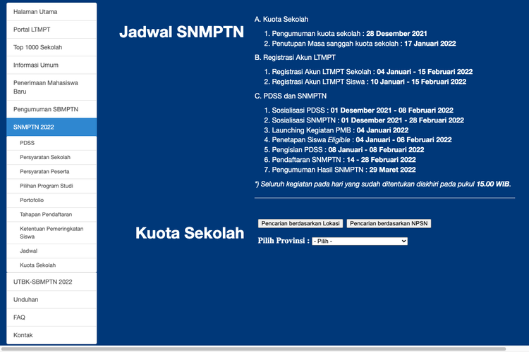 Snmptn 2022 penerimaan Pendaftaran SNMPTN