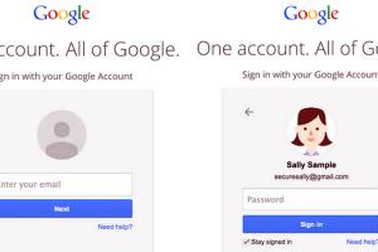 Layar login baru Gmail memisahkan halaman username dan password.