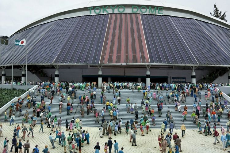 Miniatur Tokyo Dome di Tobu World Square, Nikko, Jepang. 