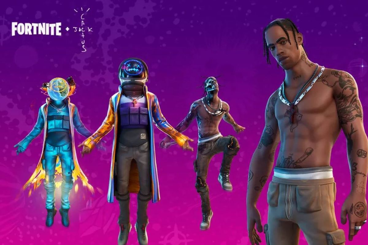 Poster Fortnite menampilkan Travis Scott.