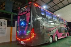 Bus Baru Kencana Shuttle, Tingkat, Pakai Cat Pink