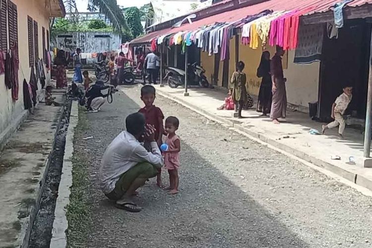 Pengungsi Rohingya di penampungan di Padang Tiji, Kabupaten Pidie, Aceh. 