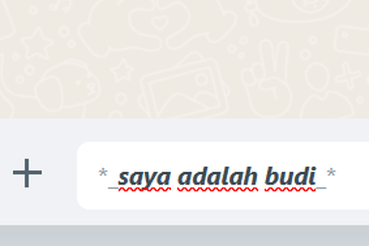 Ilustrasi cara membuat tulisan kombinasi tebal-miring di WhatsApp.