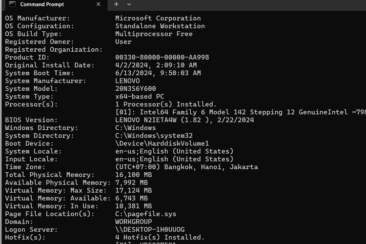 Ilustrasi cara cek spek laptop Windows via Command Prompt.