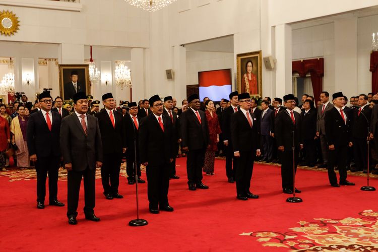 Suasana pelantikan wakil menteri di Kompleks Istana Kepresidenan, Jakarta, Jumat (25/10/2019). Joko Widodo melantik 12 orang wakil menteri Kabinet Indonesia Maju.