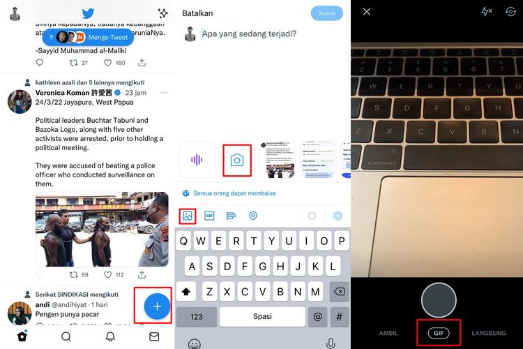 Ilustrasi cara membuat GIF di iPhone lewat kamera Twitter