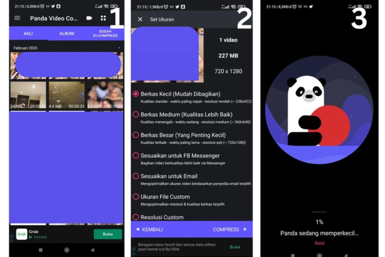 Ilustrasi cara kompres status WA di aplikasi Panda