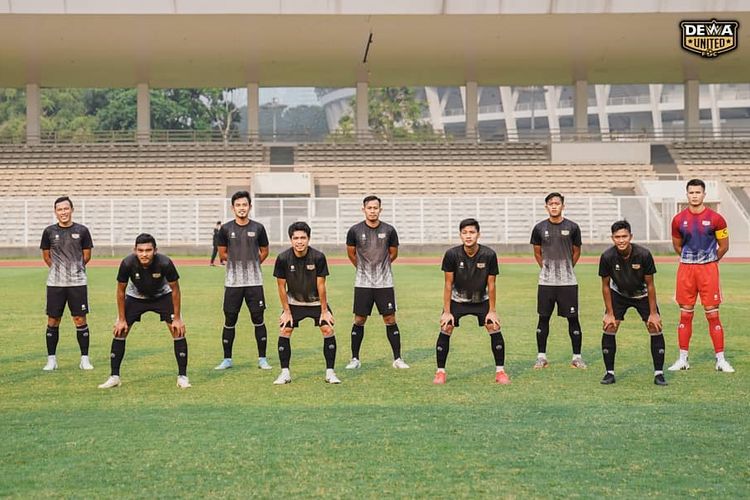 Line up Dewa United saat ujicoba guna persiapan Liga 2 2021.