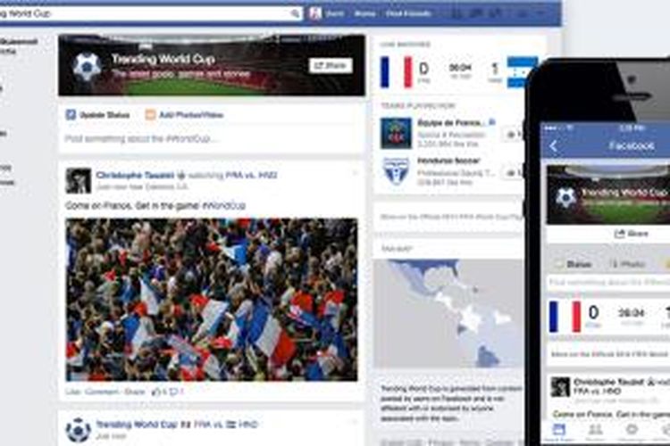 Hub Trending World Cup yang dibuat Facebook untuk mengikuti perkembangan berita seputar Piala DUnia 2014