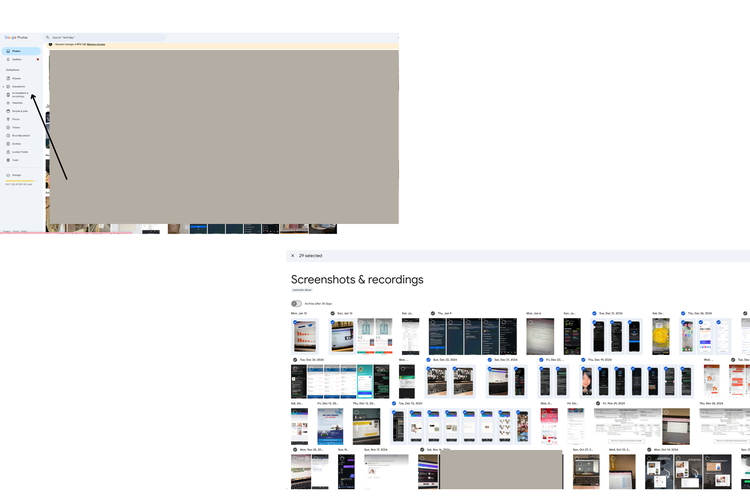 Ilustrasi cara hapus screenshot di google photos 