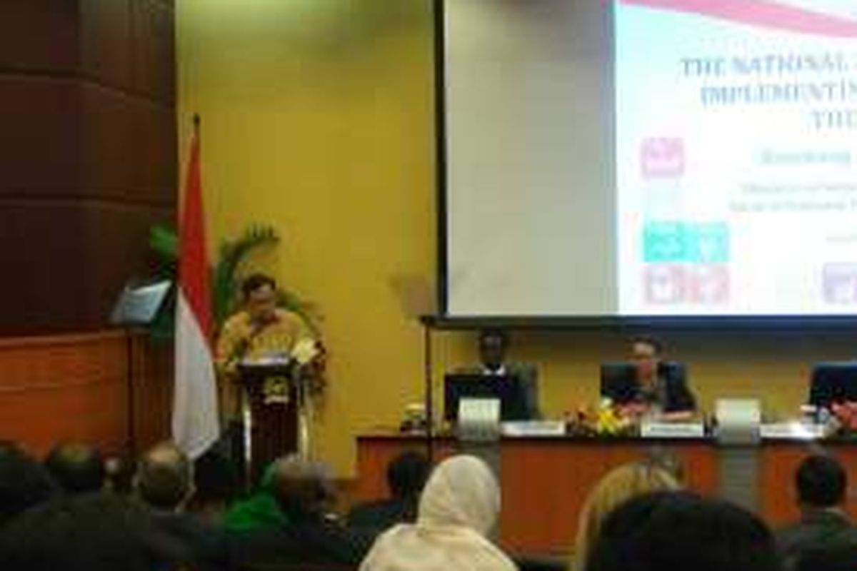 Menteri Perencanaan  Pembangunan Nasional/Kepala Bappenas Bambang PS Brodjonegoro menyampaikan pidato dalam lokakarya 'Development Effectiveness to Implementasi The SDGs', di Jakarta, Selasa (30/8/2016).