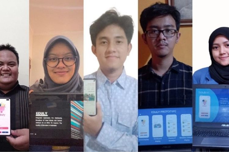 (dari kiri) Ariq Ahnafalah Syakban, Venia Sollery Aliyya Hasna, Muhammad Akmal Rishwanda, Muhammad Aqshal Putra Pratama, dan Tiffany Rachmania Darmawan merupakan tim mahasiswa ITS penggagas Eduly